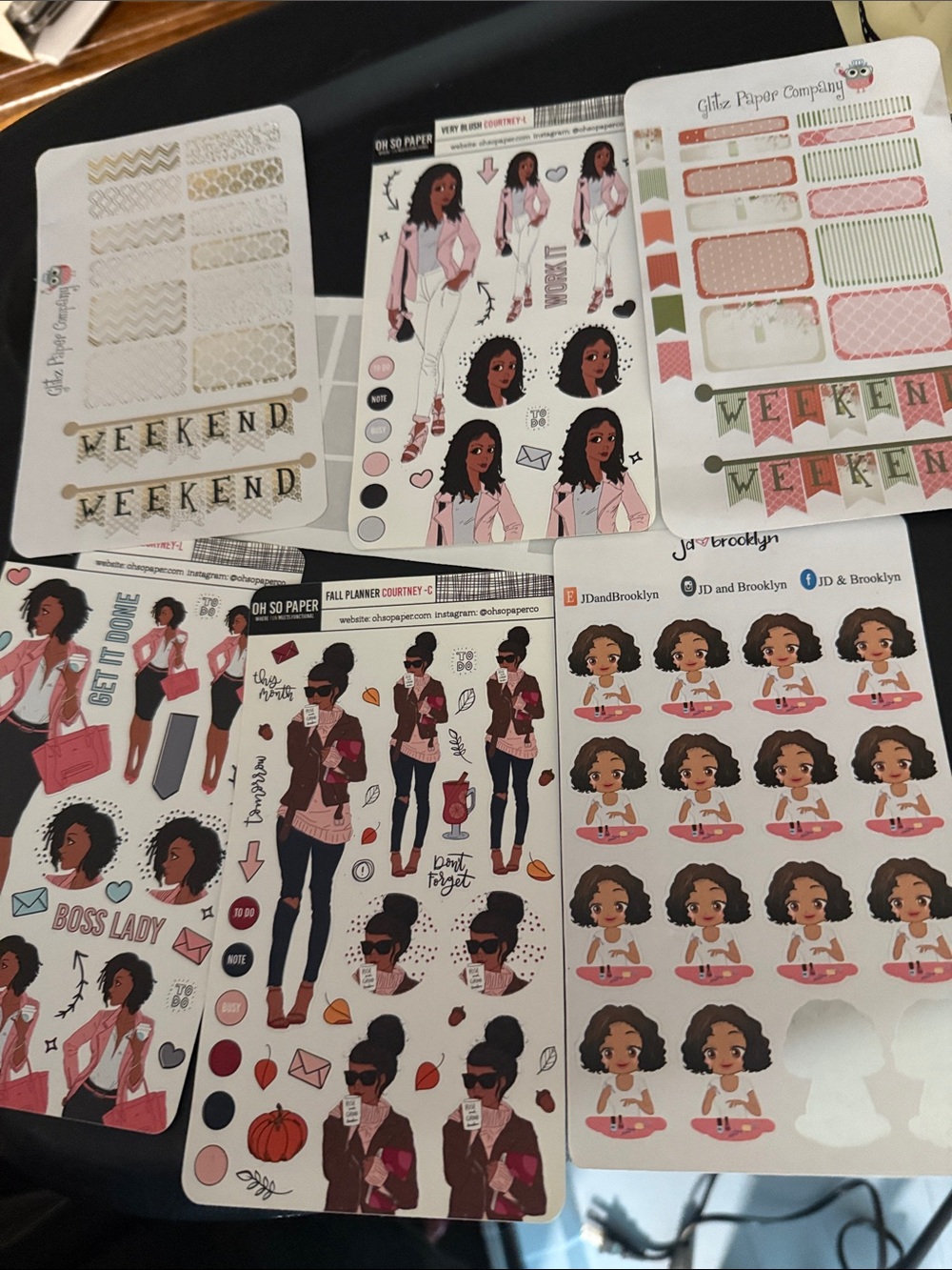 Planner Sticker Set - Pink & Blush Fashion Girl Weekend Stickers used